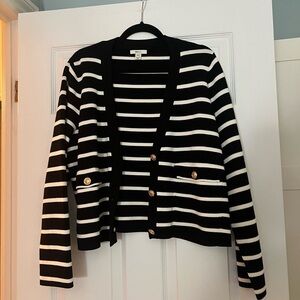 RW&CO. Black and White Striped Sweater